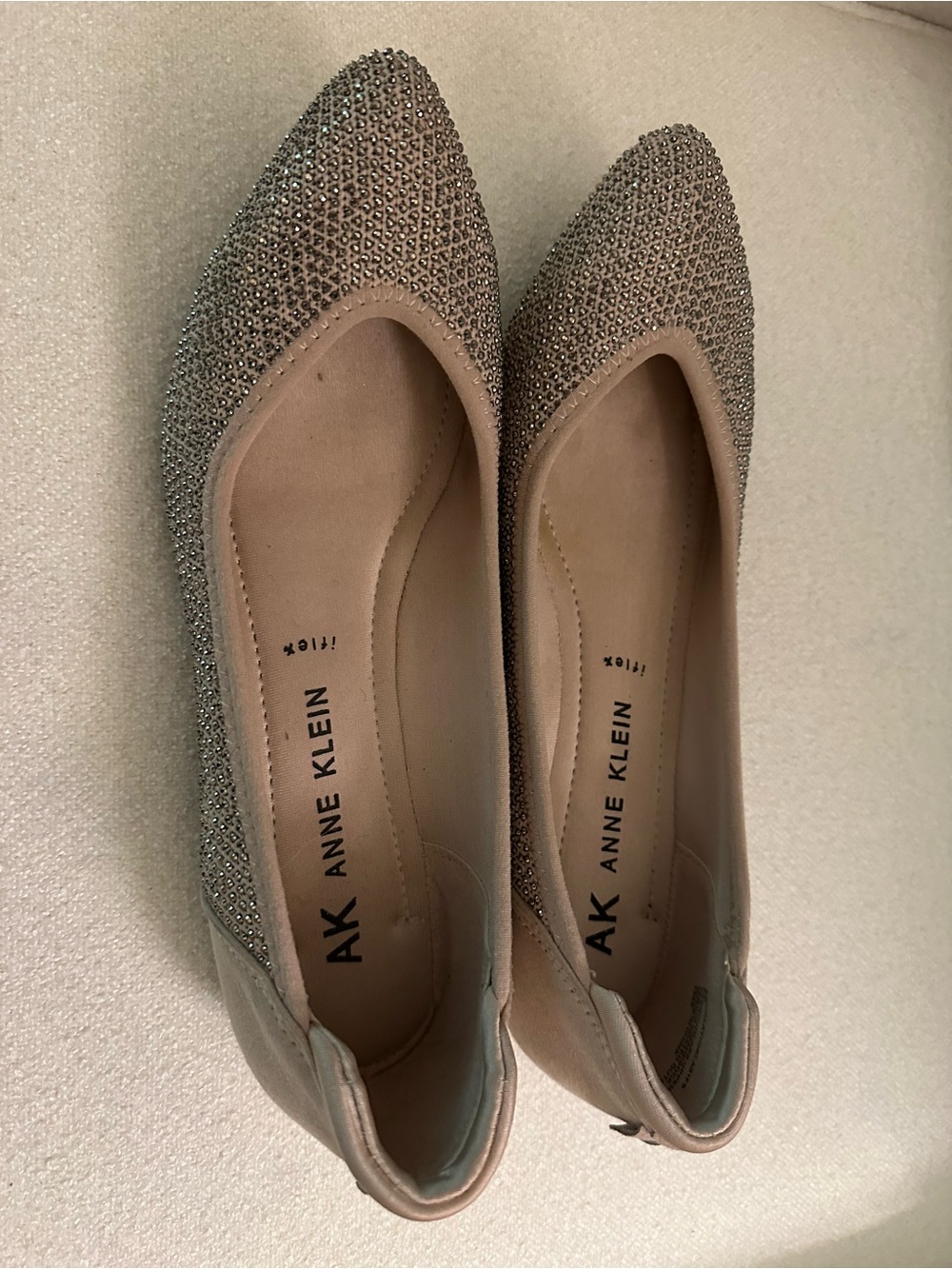 Anne Klein Oakley Blush Pink Rhinestone Pointed Toe Ballet Flats Size 9 - Picture 3 of 6
